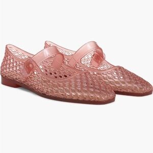 Sam Edelman Michaela Pink Mary Jane Jelly Flat Mesh Balletcore Square Toe